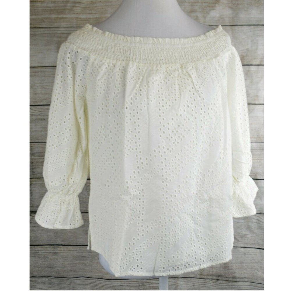 Eva Longoria Off-Shoulder Blouses Top Shirt Eyelet